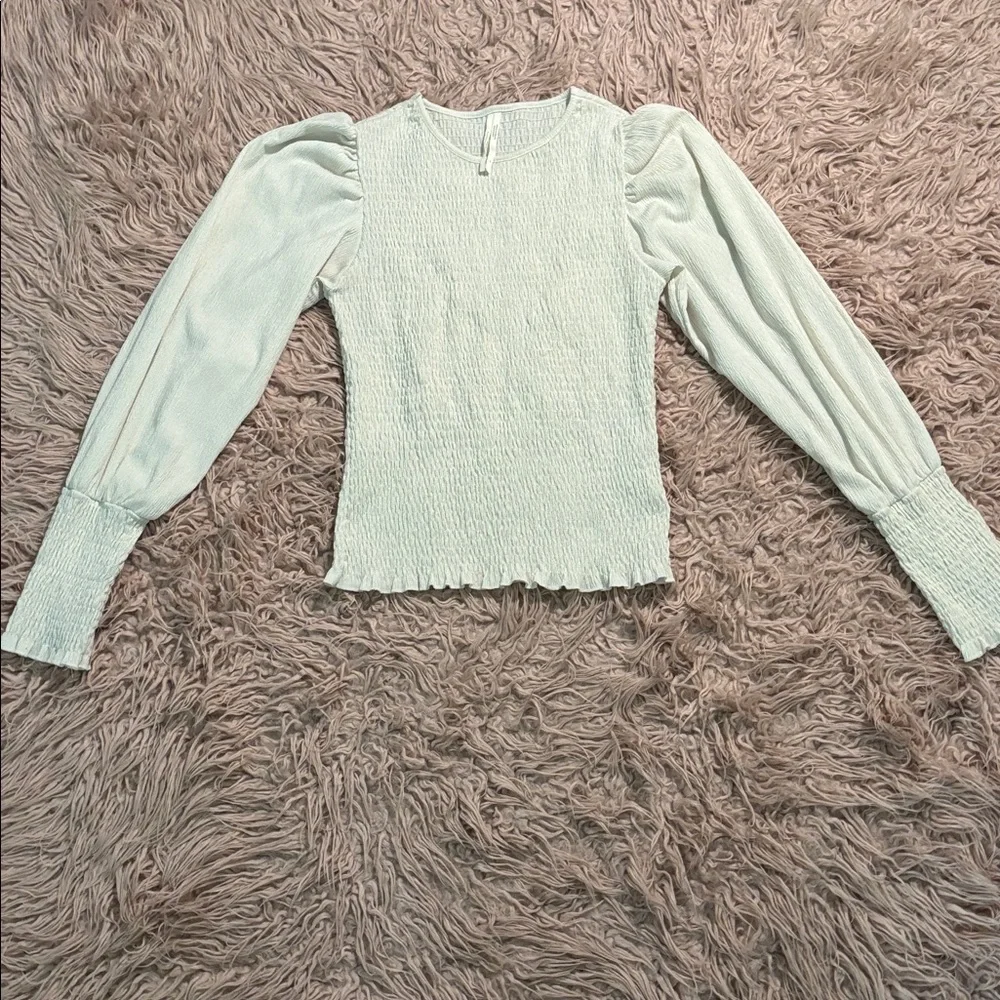 Anthropologie Smocked Puff Sleeve Top